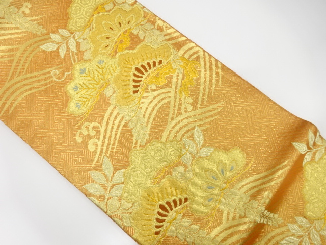 佐賀錦荒波に笠松・藤模様織出し袋帯